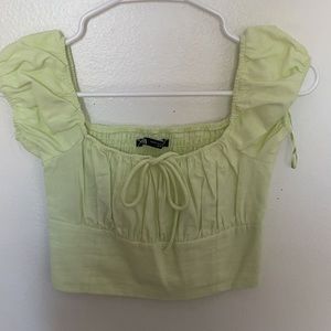 Zara🐆 Light green off the shoulder top 🪞 Size XS 🪞BRAND NEW (unworn)